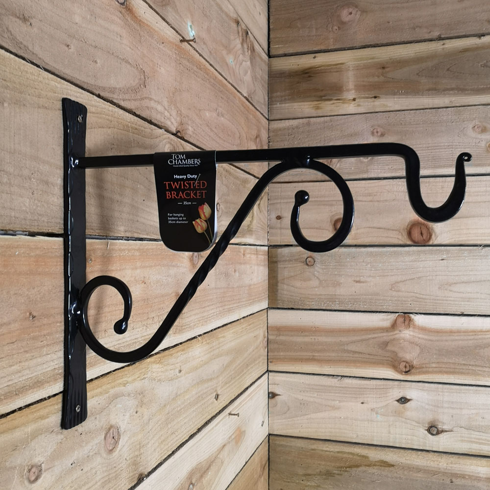 Samuel Alexander Heavy Duty Metal 35cm Black Twisted Wall Bracket 2 Pack Image 5