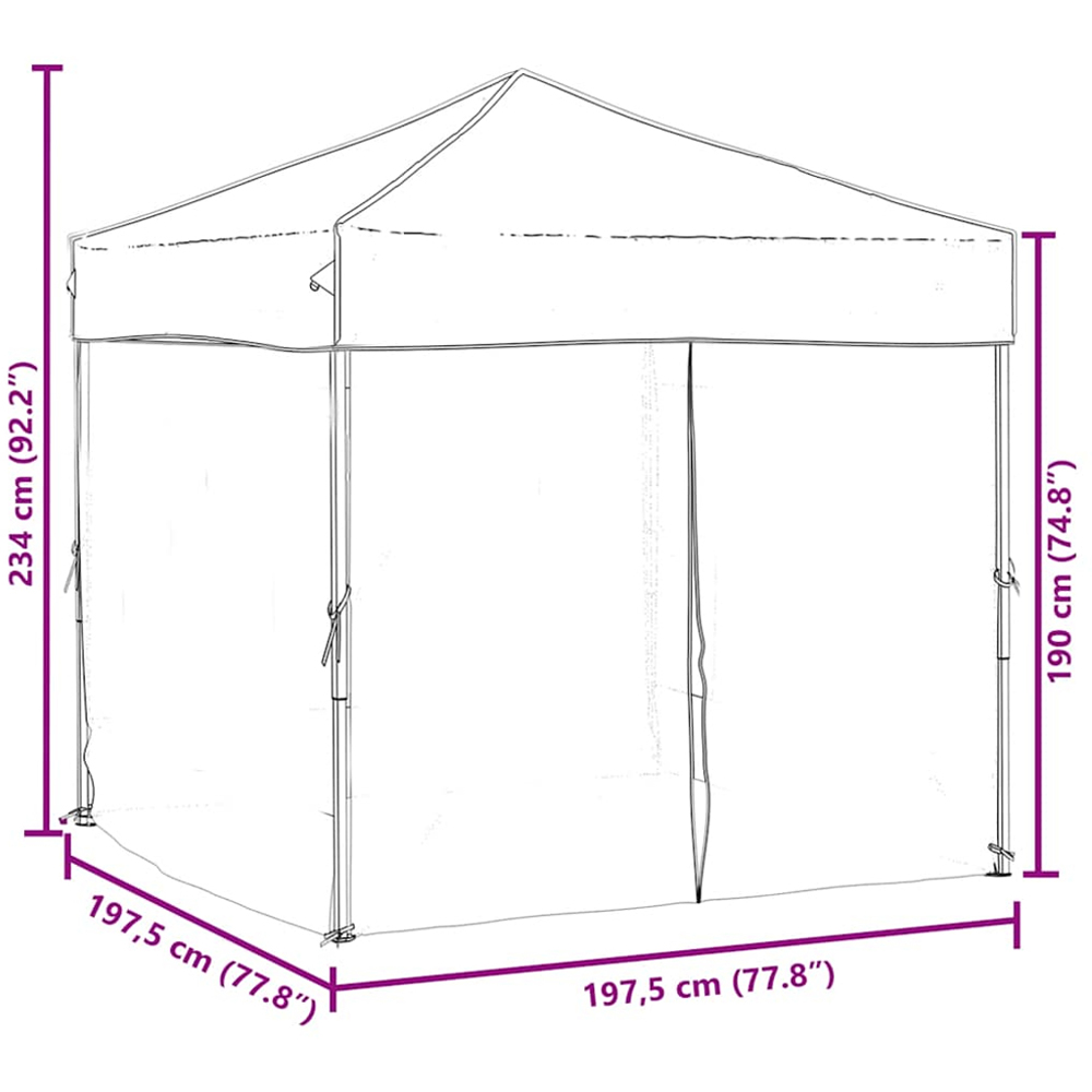 vidaXL 2 x 2m Taupe Foldable Party Tent with Sidewalls Image 9