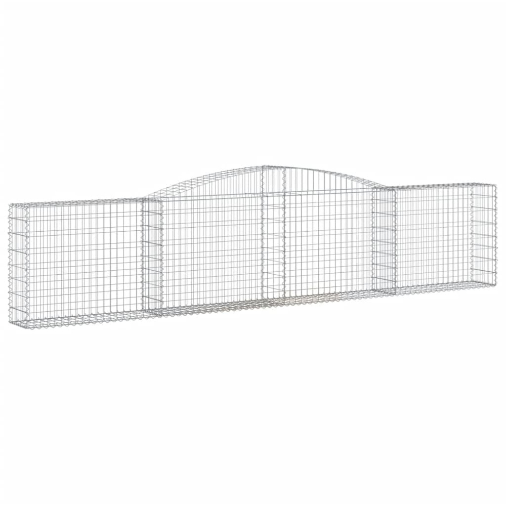 vidaXL Silver Galvanised Iron Arched Gabion Basket 80/100 x 30 x 400cm 15 Pack Image 1