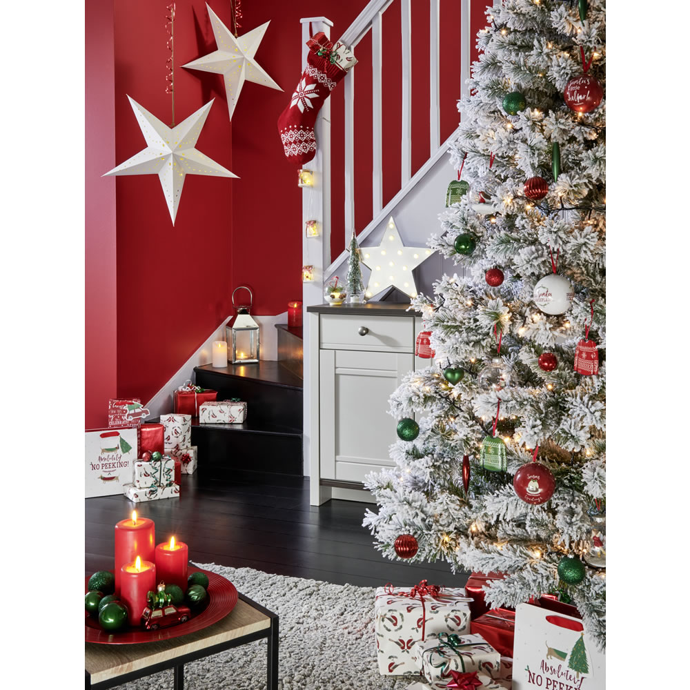 Wilko Large Alpine Home Pre-Lit Paper Hanging Star Christmas Decoration Image 6