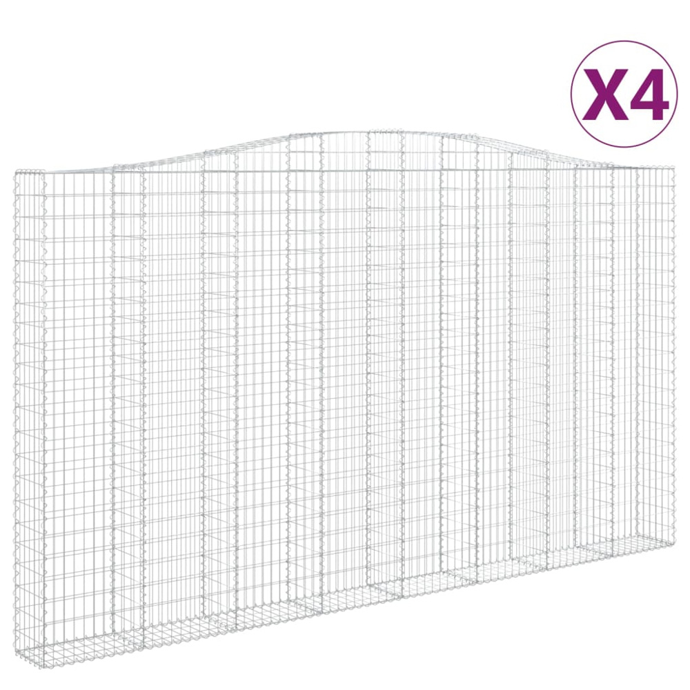 vidaXL Silver Galvanised Iron Arched Gabion Basket 400 x 30 x 220/240cm 4 Pack Image 2