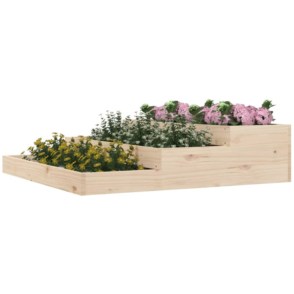 vidaXL 3-Tier Natural Solid Pine Wood Garden Planter 27 x 107 x 107cm Image 2