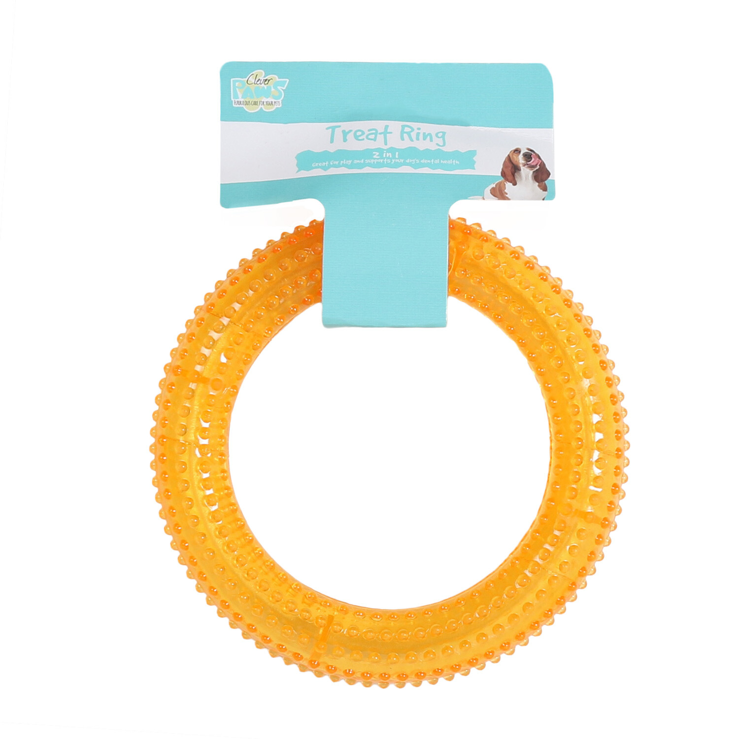 Single Clever Paws Dental Ring Treat Dog Toy in Assorted styles Image 1