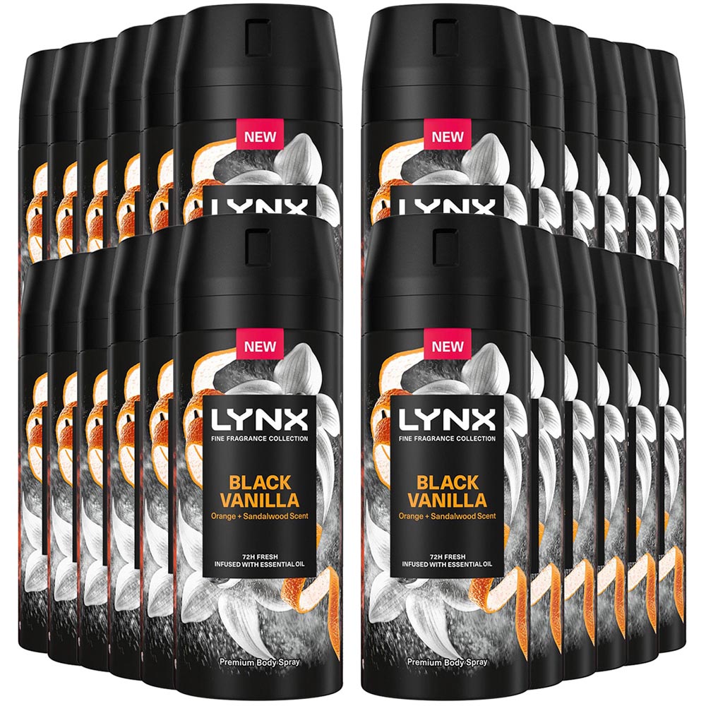 Lynx Fine Fragrance Collection Black Vanilla Deodorant Body Spray 150ml 24 Pack Image 1