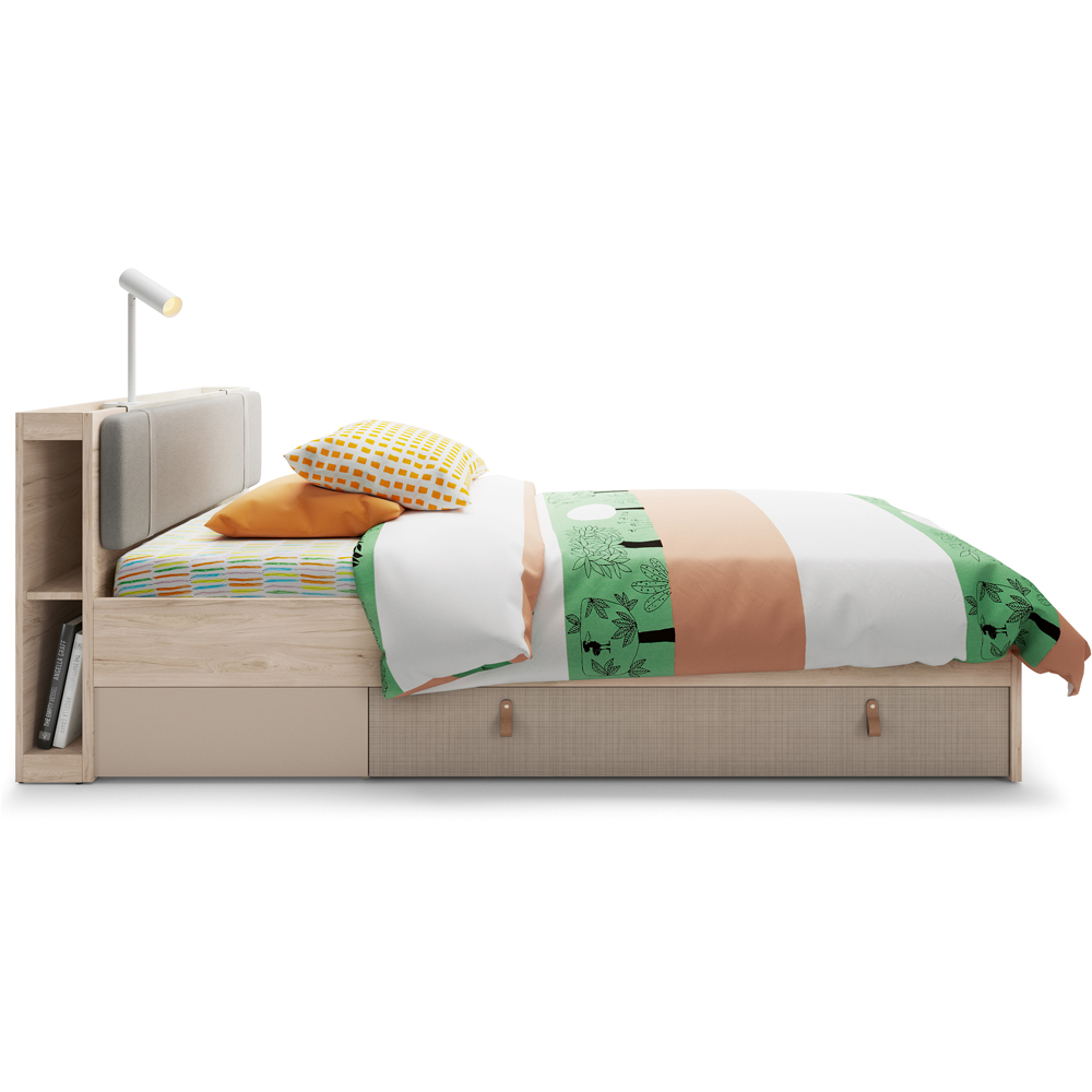 Florence Denim Single Light Walnut Cashmere Bed with Storage Drawer Image 5