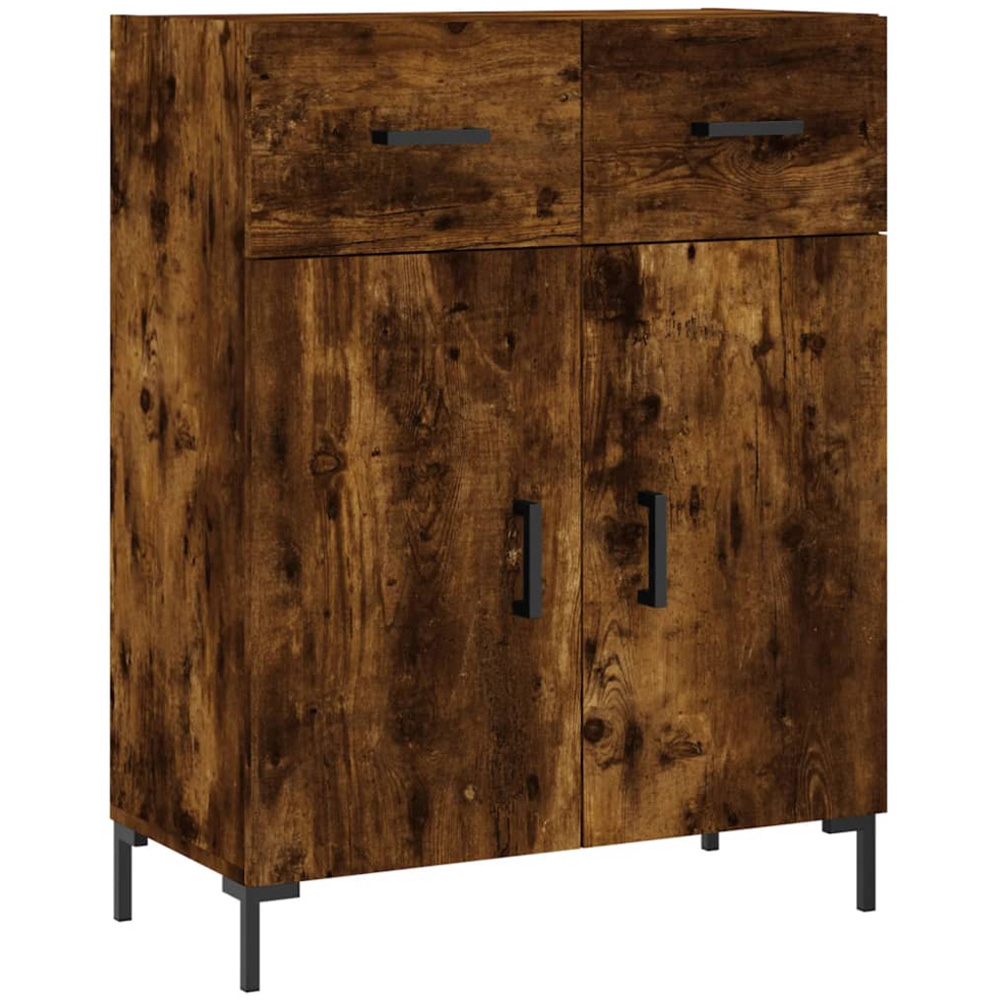 vidaXL 2 Door 2 Drawer Dark Brown Sideboard with Metal Legs Image 2