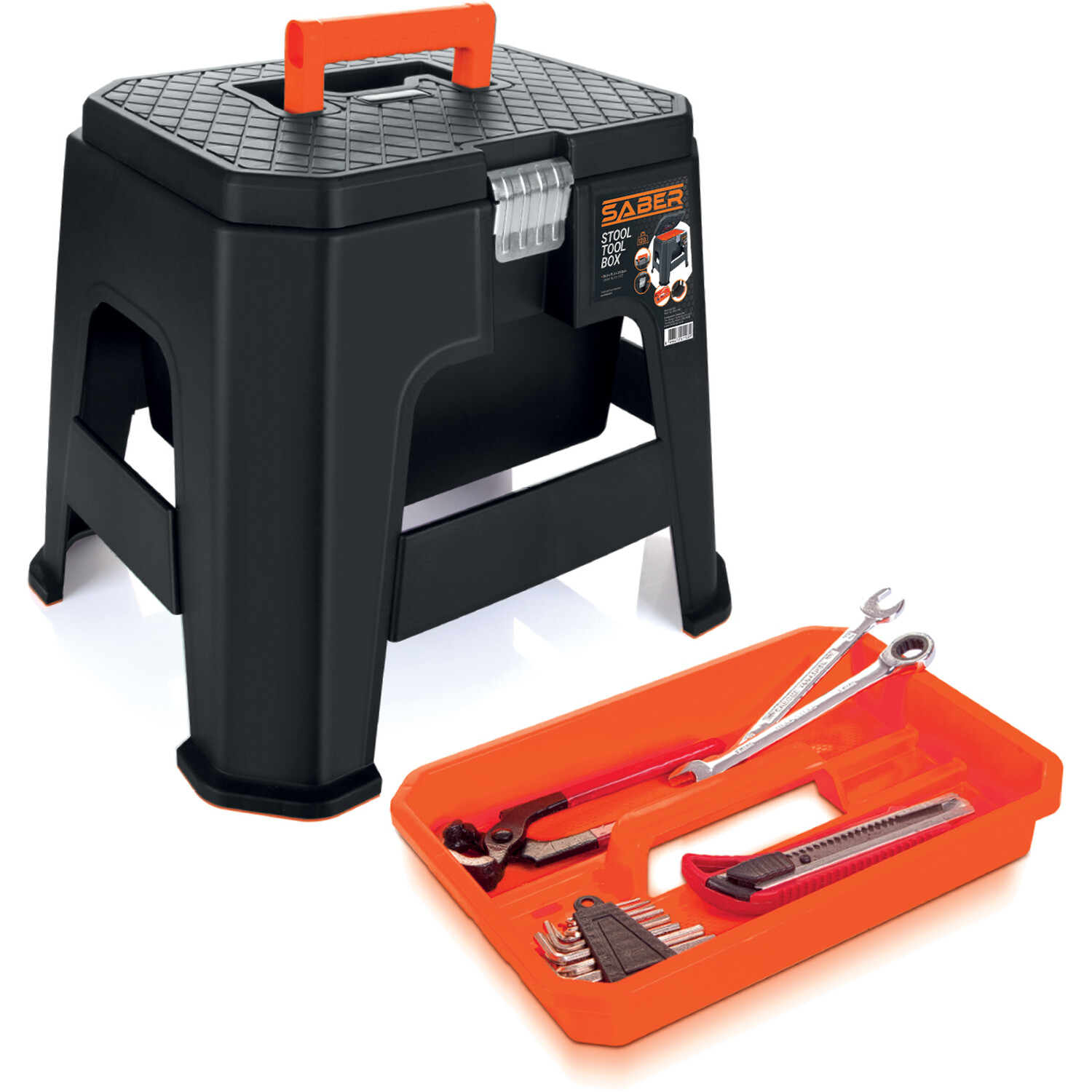 Saber Black and Orange Stool Tool Box Image 3
