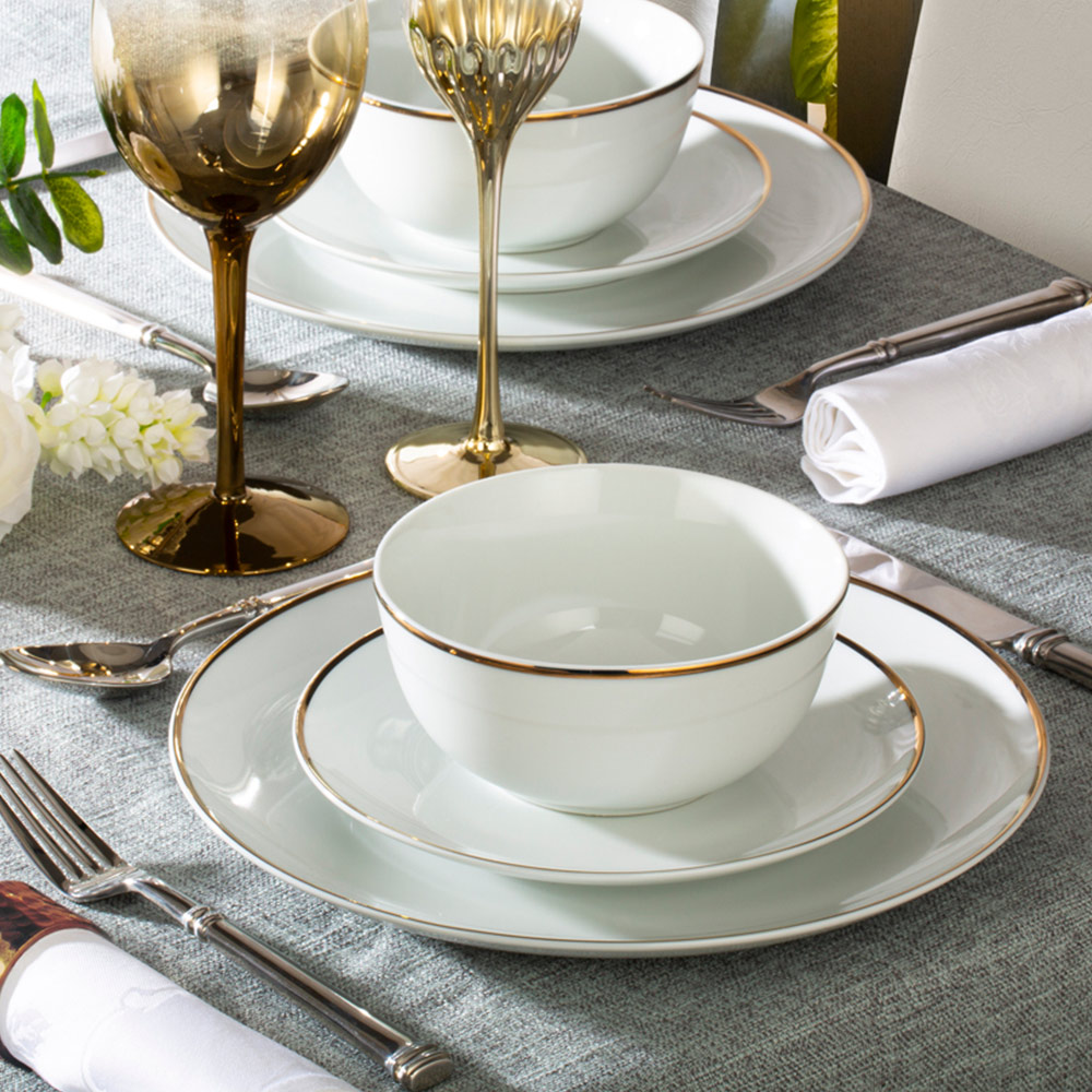 Waterside Gold Rim 12 Piece Table Set Image 3