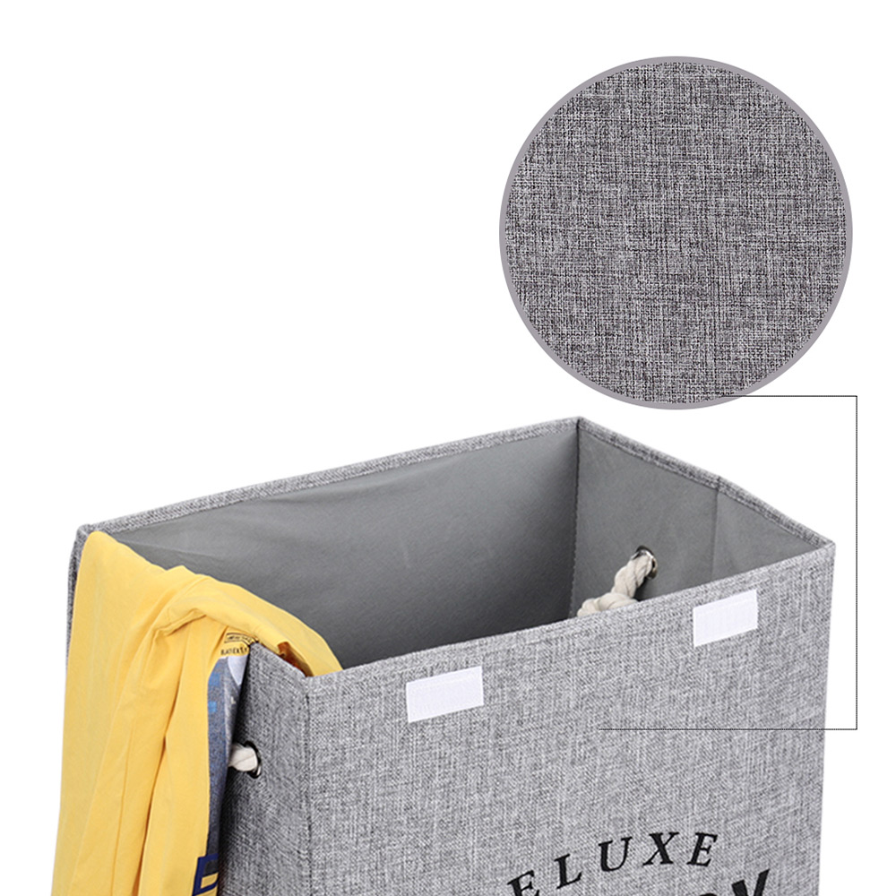 Living and Home Grey Foldable Laundry Basket with Lid Image 6