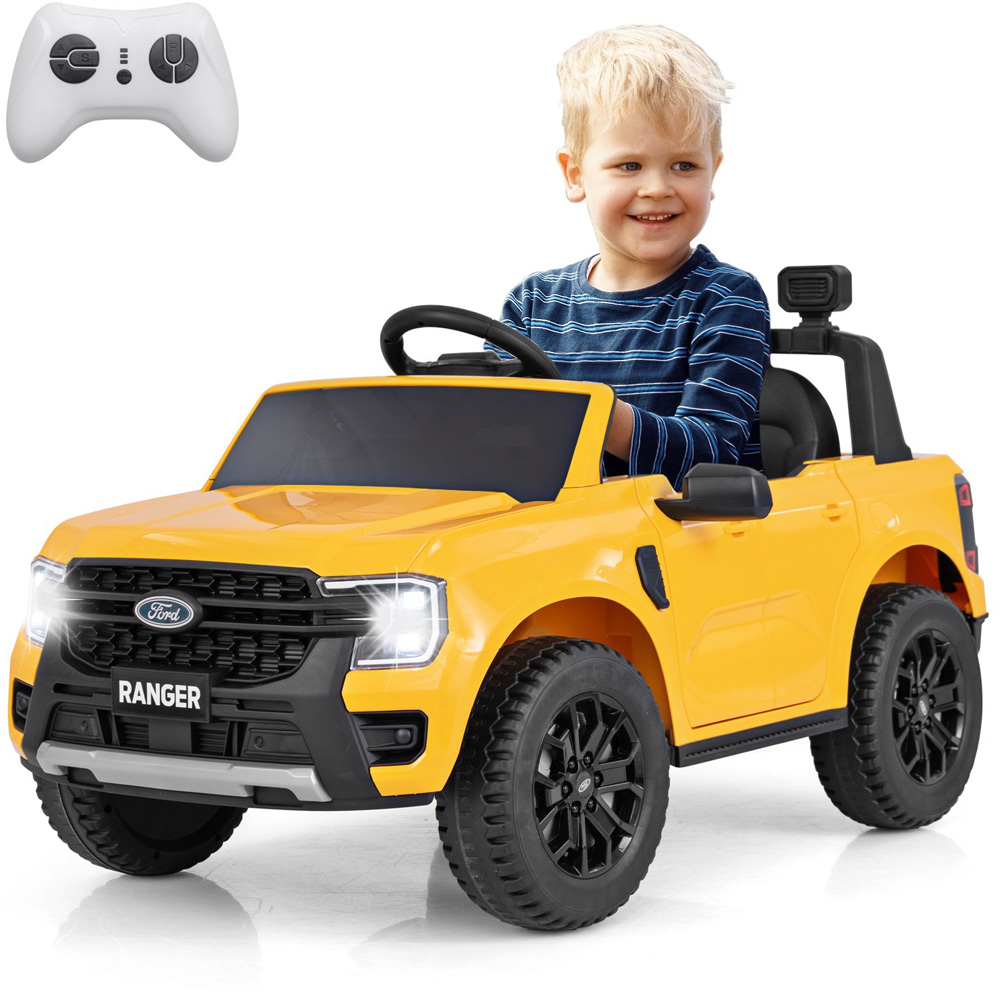 Costway Kids Yellow Licensed Ford Ranger Kids Ride On Car with Remote Control 12V Image 4