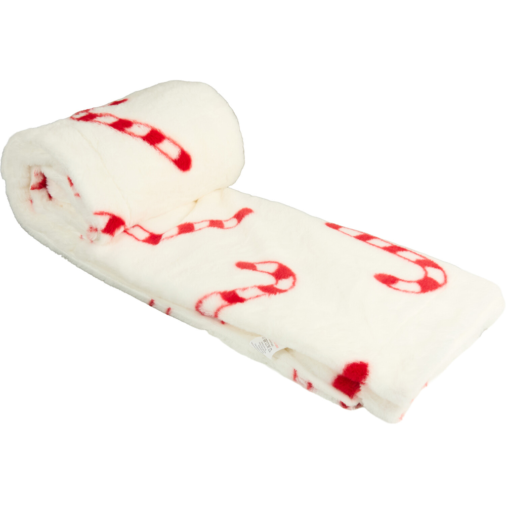 Candy Cane Faux Fur Throw Image 1