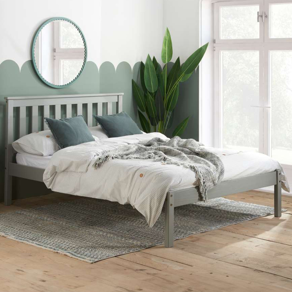Denver Double Grey Wooden Bed Image 1