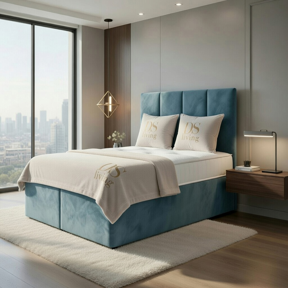 DS Living Harmony Single Duck Egg Plush Velvet Ottoman Bed Image 4