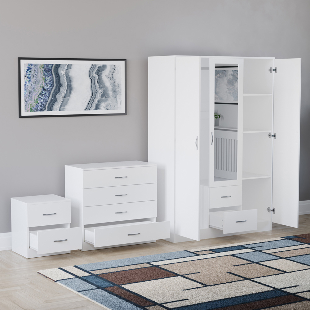 VIDA DESIGNS Riano White 3 Piece Bedroom Furniture Set Image 4