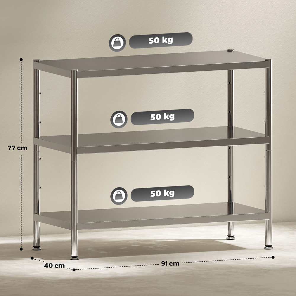 Portland 3 Tier Stainless Steel Bakers Rack Image 9