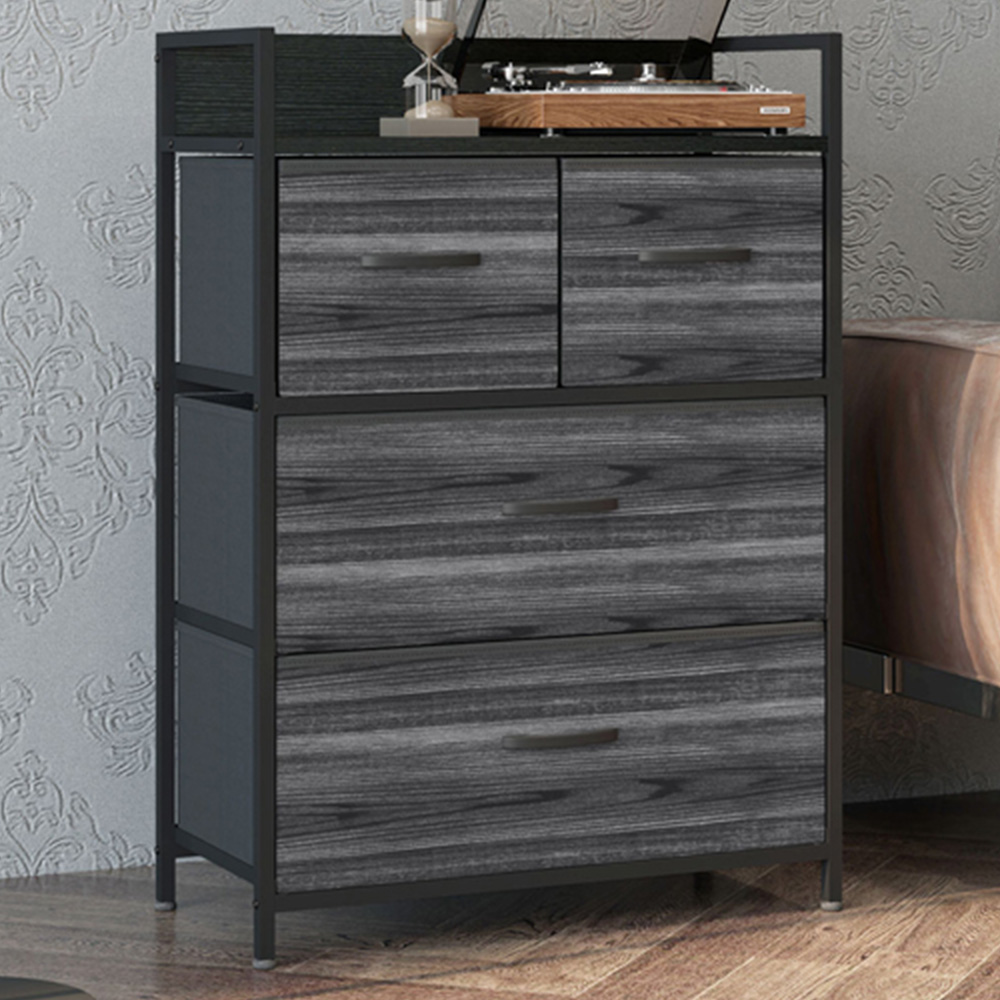 HOMCOM 4 Drawer Black Bedroom Chest of Drawers Image 1