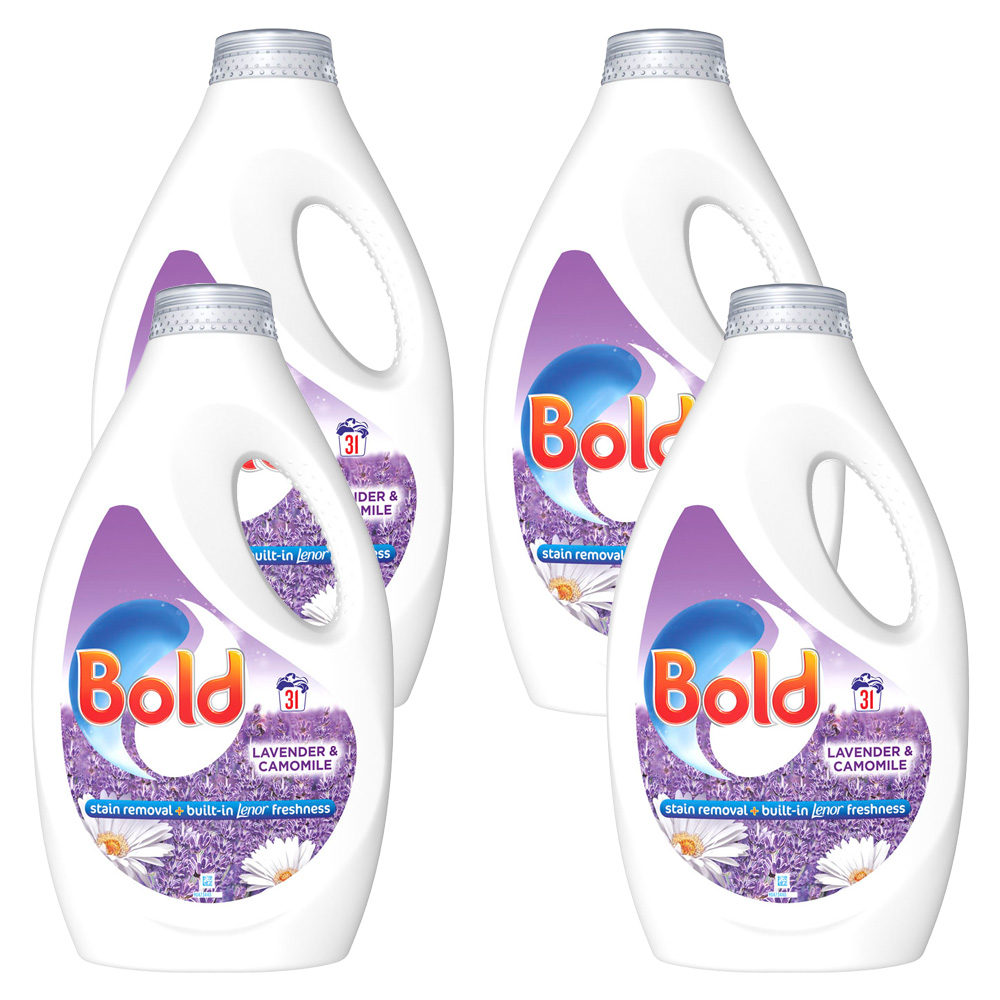 Bold 2 in 1 Lavender and Camomile Washing Liquid 31 Washes Case of 4 x 1L Image 1