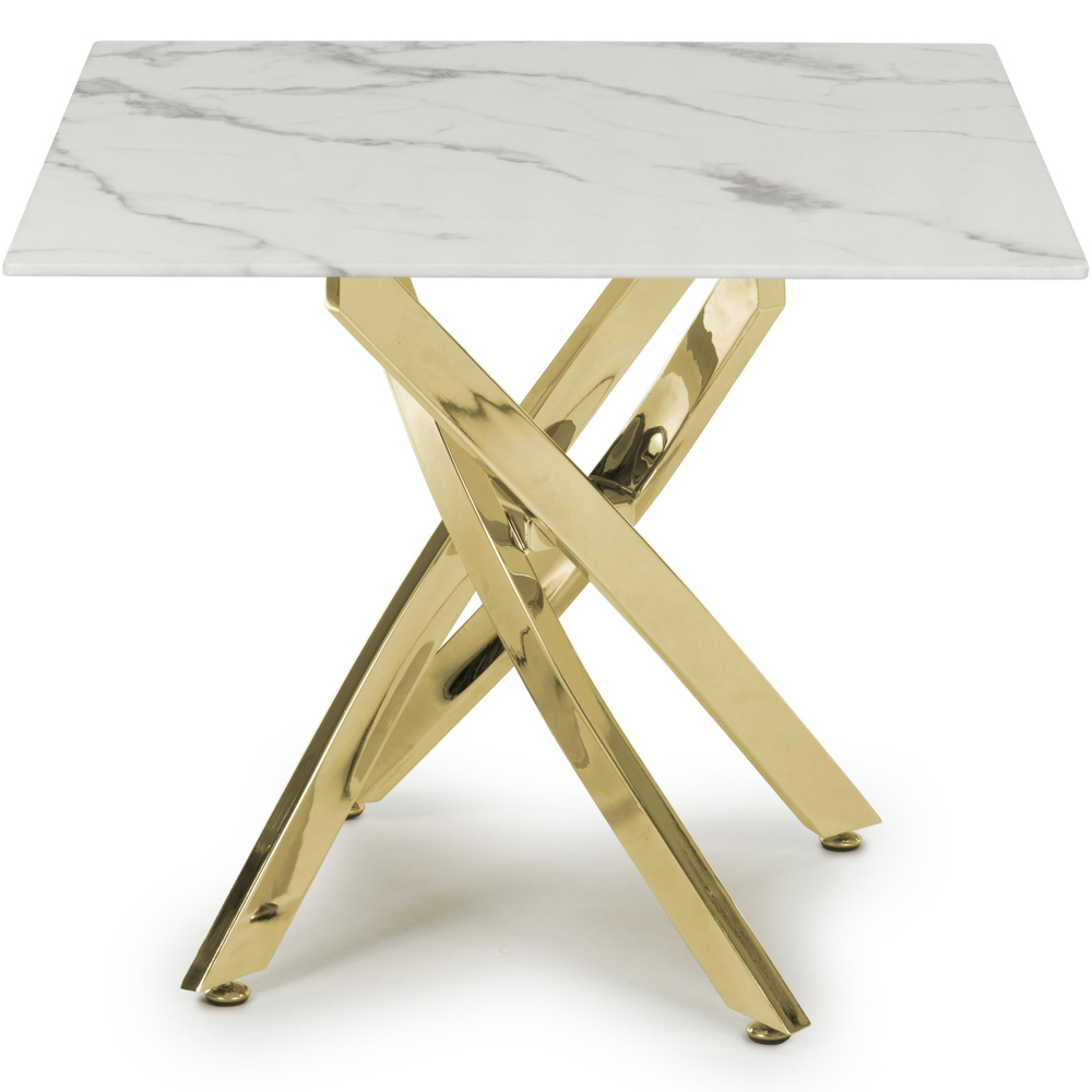 wilko Monaco Gold and White Marble Glass End Table Image 3