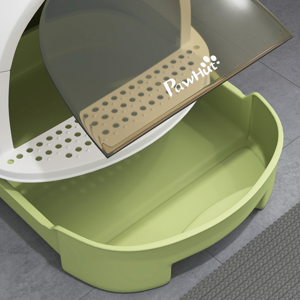 PawHut Green Enclosed Cat Litter Box with Lid and Pull-Out Drawer Image 3