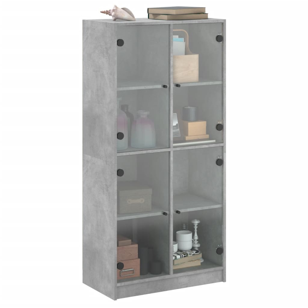 vidaXL 2 Glass Door Concrete Grey Highboard Image 5