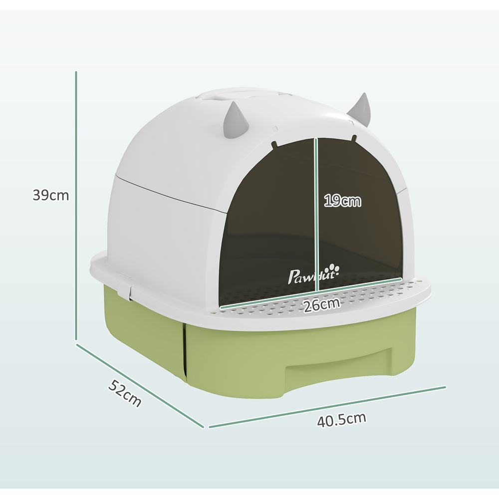 PawHut Green Enclosed Cat Litter Box with Lid and Pull-Out Drawer Image 9