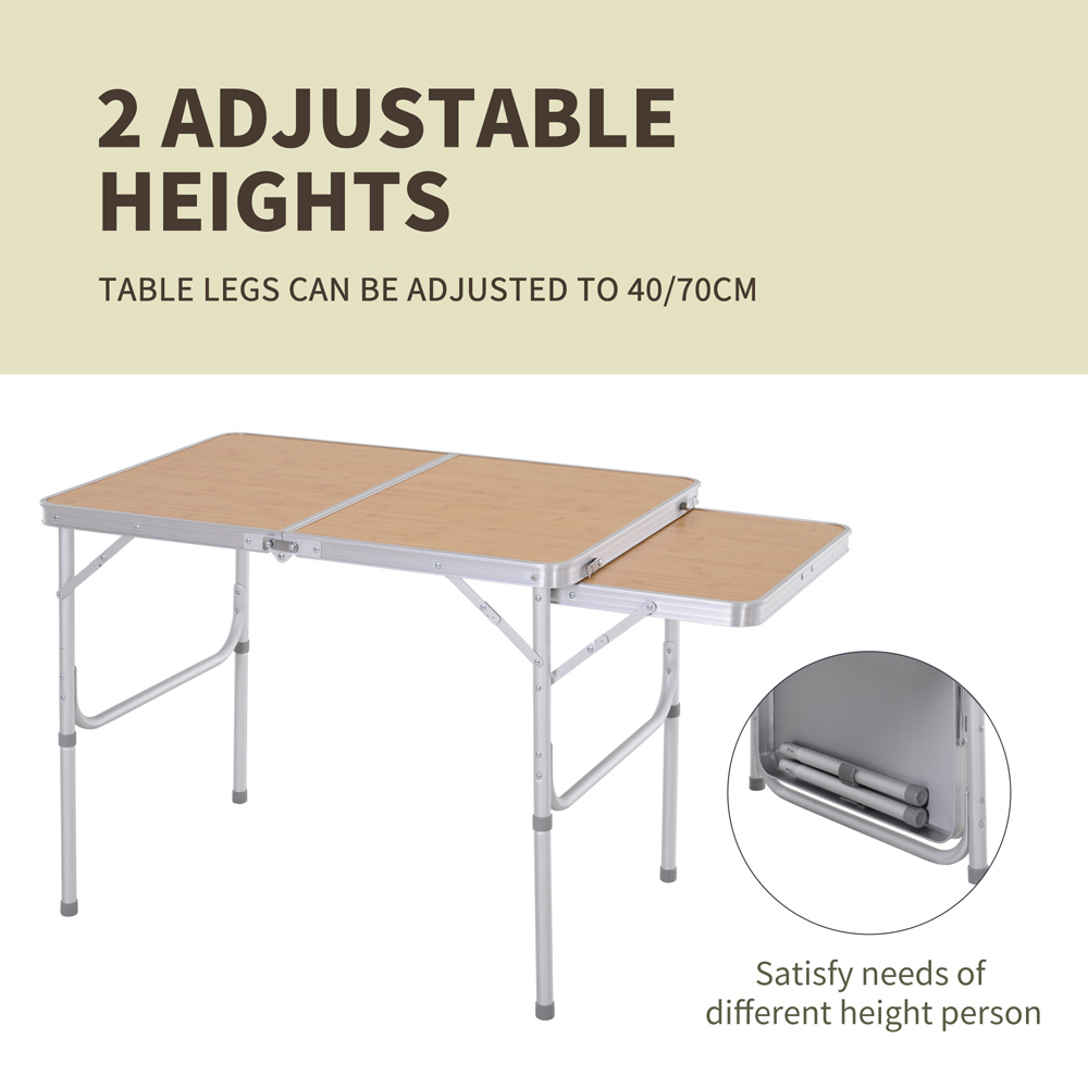 Outsunny Aluminium 4 Seater Foldable Height Adjustable Picnic Table Silver Image 4