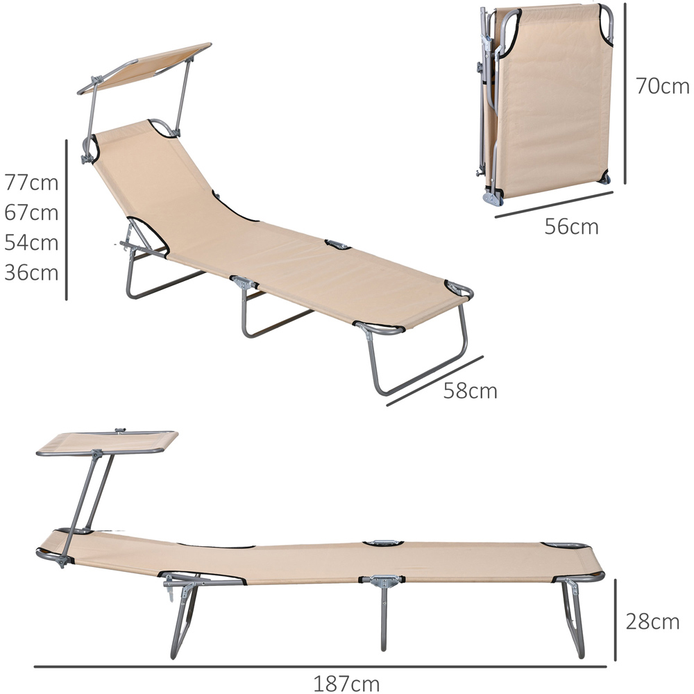 Outsunny Set of 2 Sand Adjustable Folding Sun Lounger Image 8