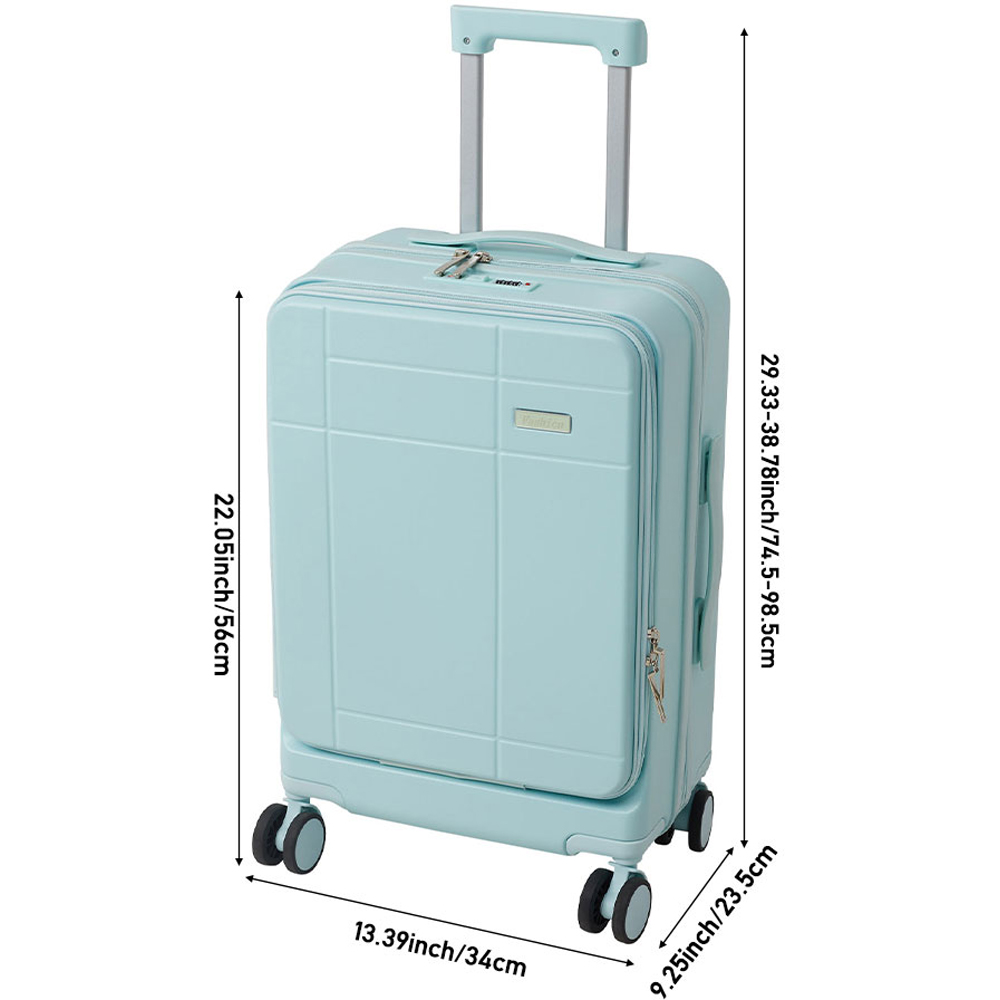 H&O Direct 20 inch Blue Carry On Front Open Luggage Suitcase Image 6