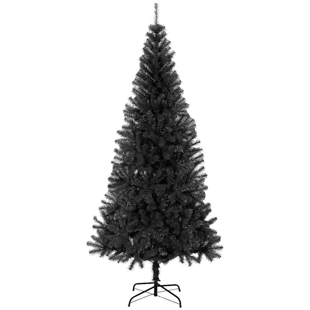vidaXL Pre-Lit Black Artificial Christmas Tree 6ft Image 3
