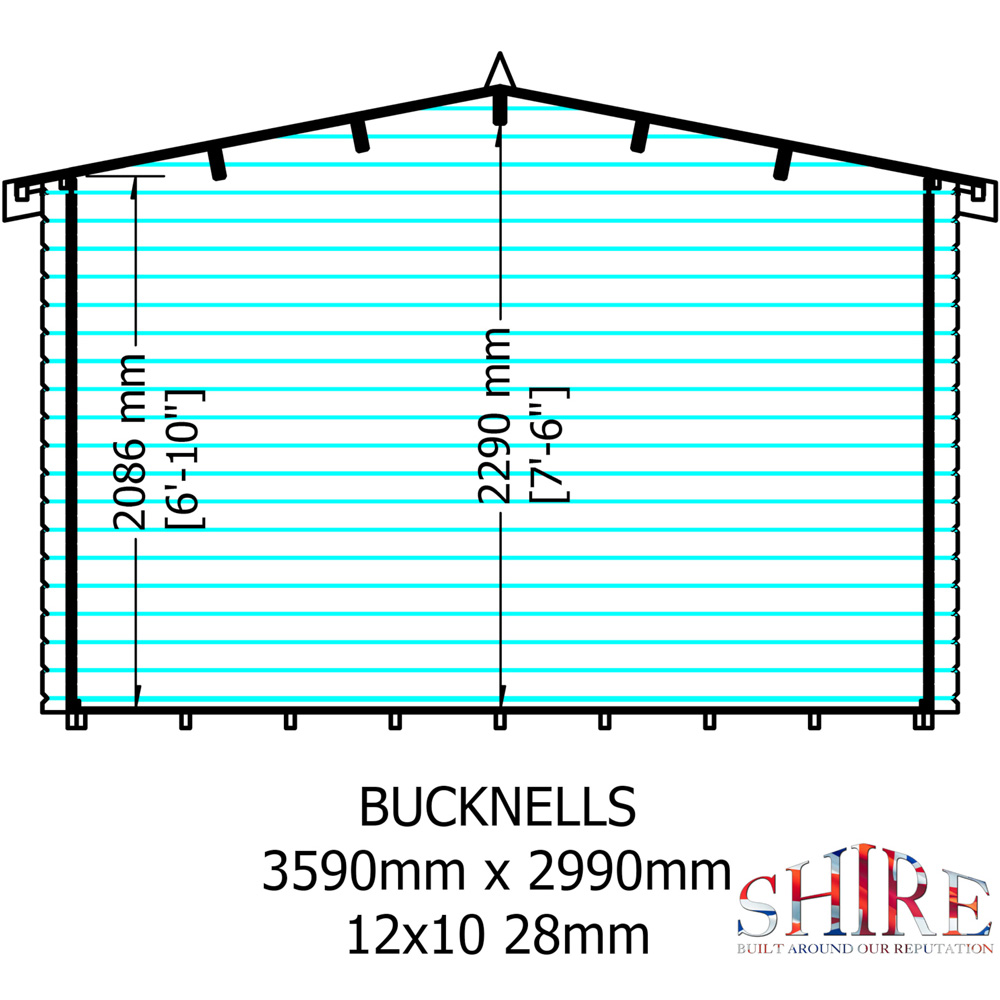 Shire Bucknells 12 x 10ft Pressure Treated Log Cabin Image 9