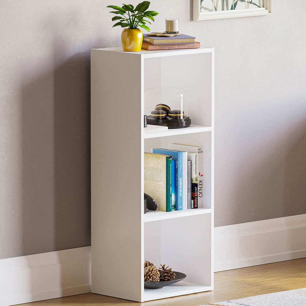 Vida Designs Oxford 3 Shelf White Bookcase Image 1