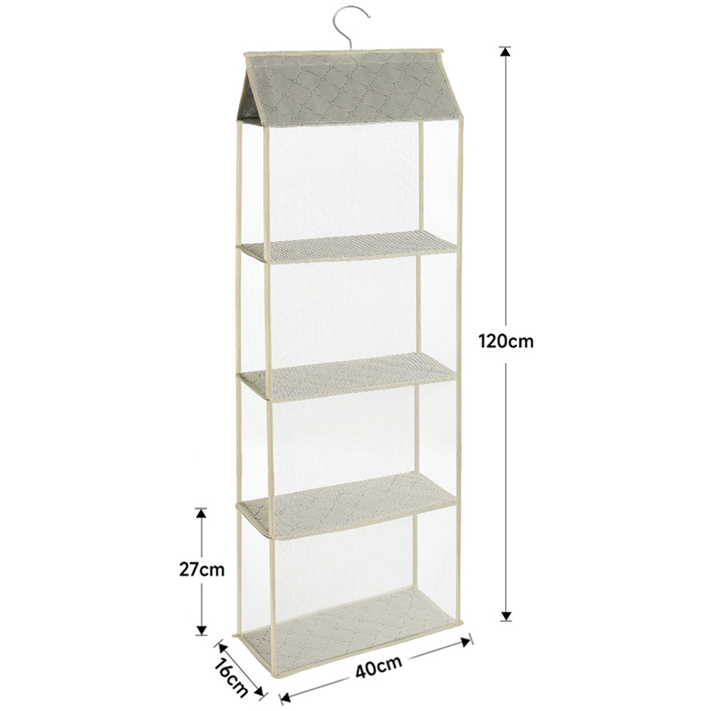 H&O Direct 4 Shelf Cream Hanging Organiser Image 5