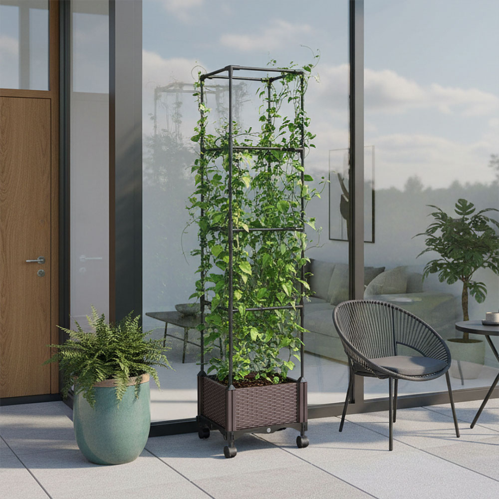 Living and Home Rolling Raised Garden Bed with Trellis 129cm Image 3