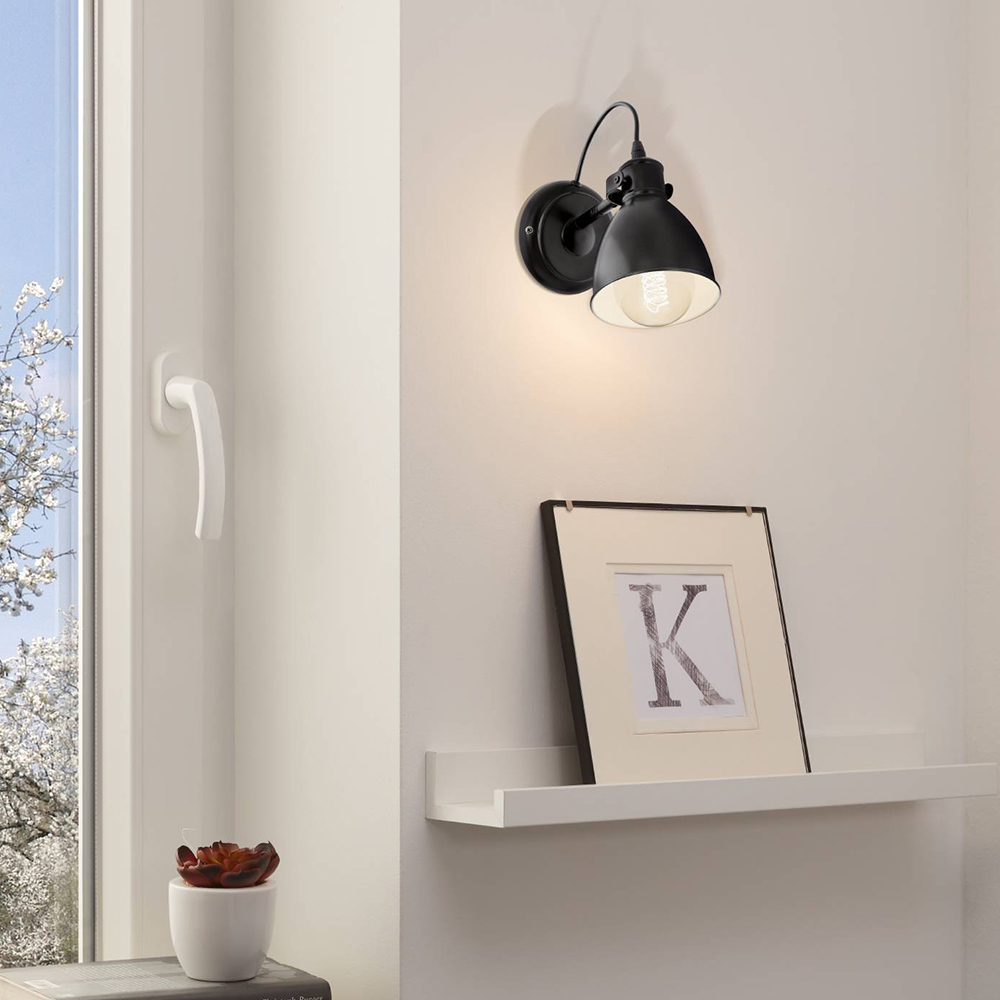 EGLO Priddy Black and Cream Wall Light Image 2