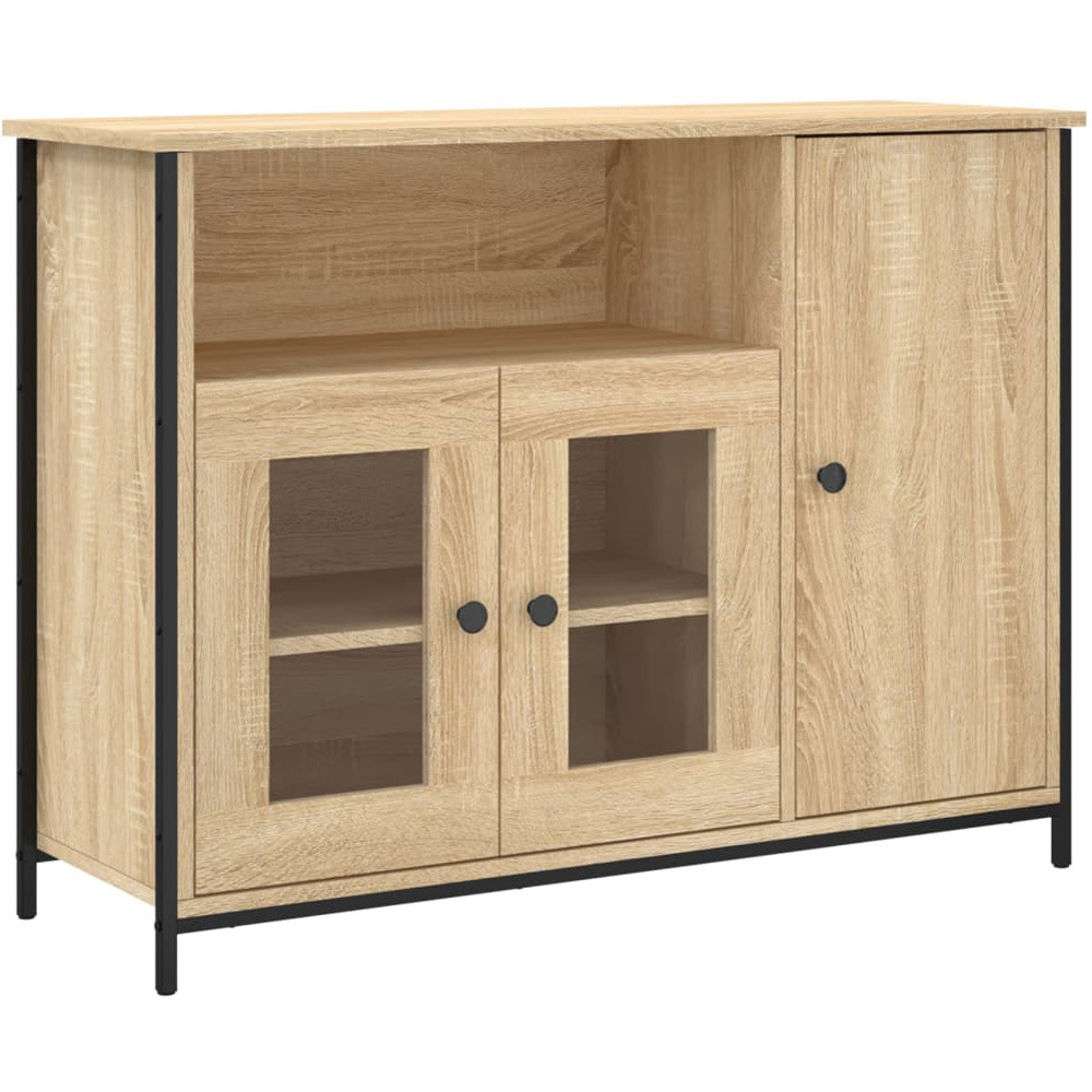 vidaXL 3 Door Single Shelf Sonoma Oak Sideboard Image 2