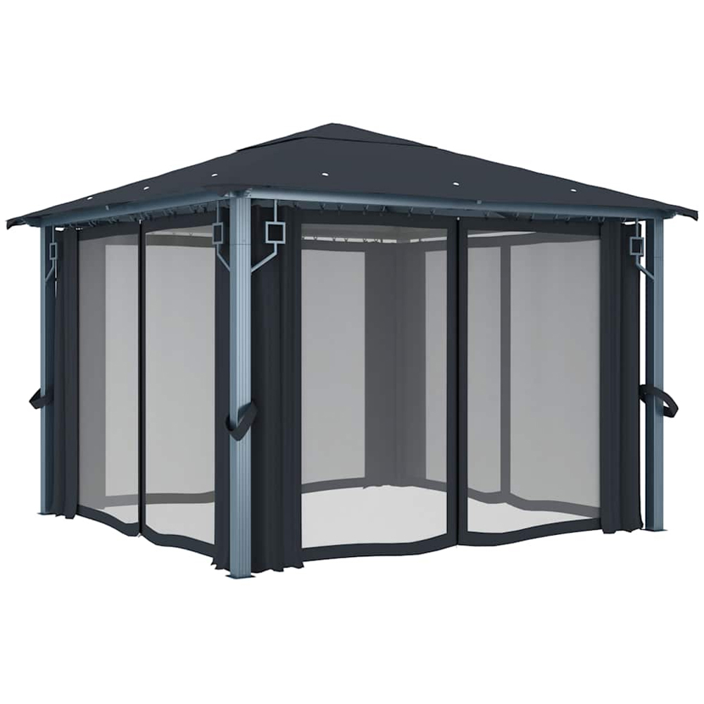 vidaXL 3 x 3m Anthracite Square Gazebo with Curtains Image 4