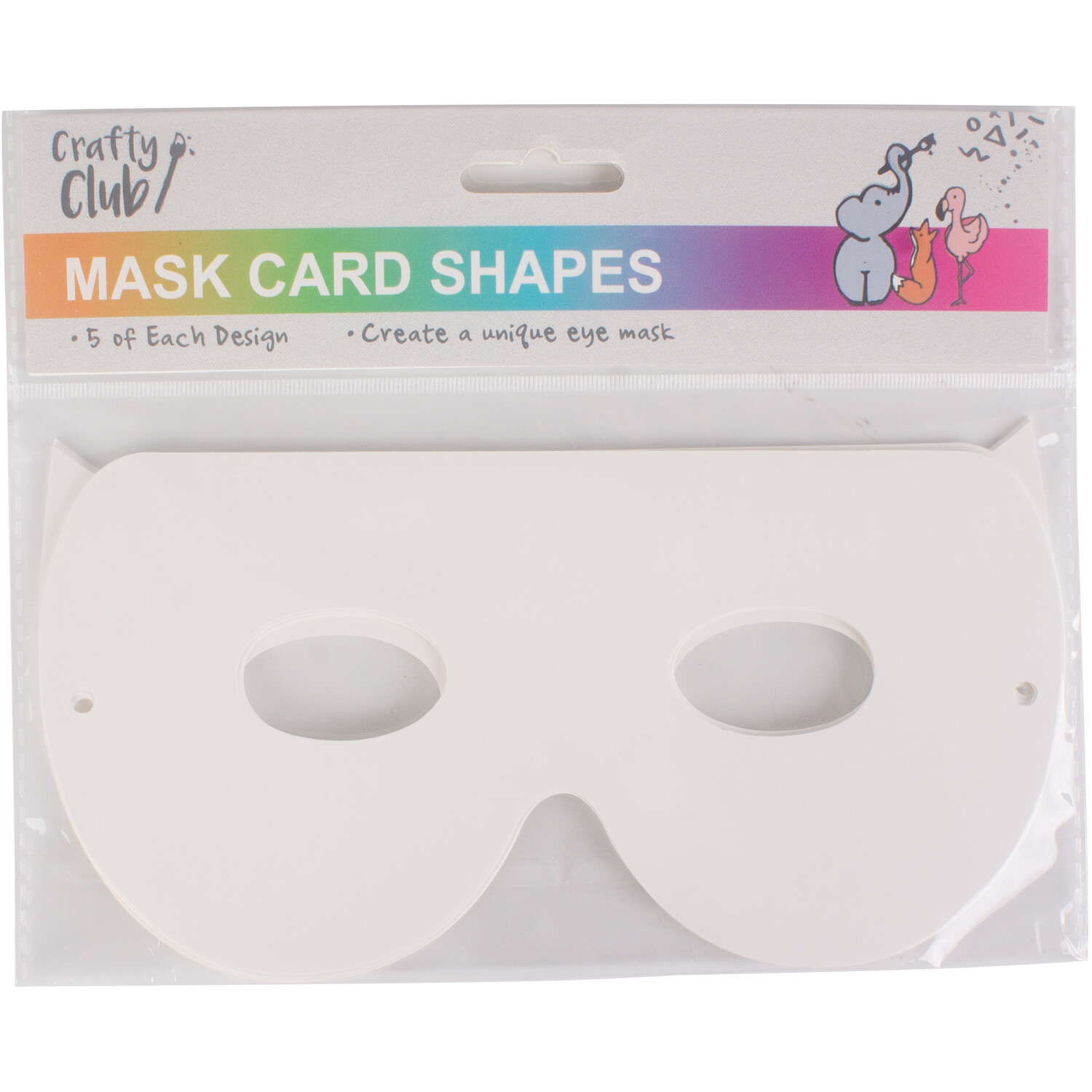 Pack of 5 Mask Card Shapes - White Image