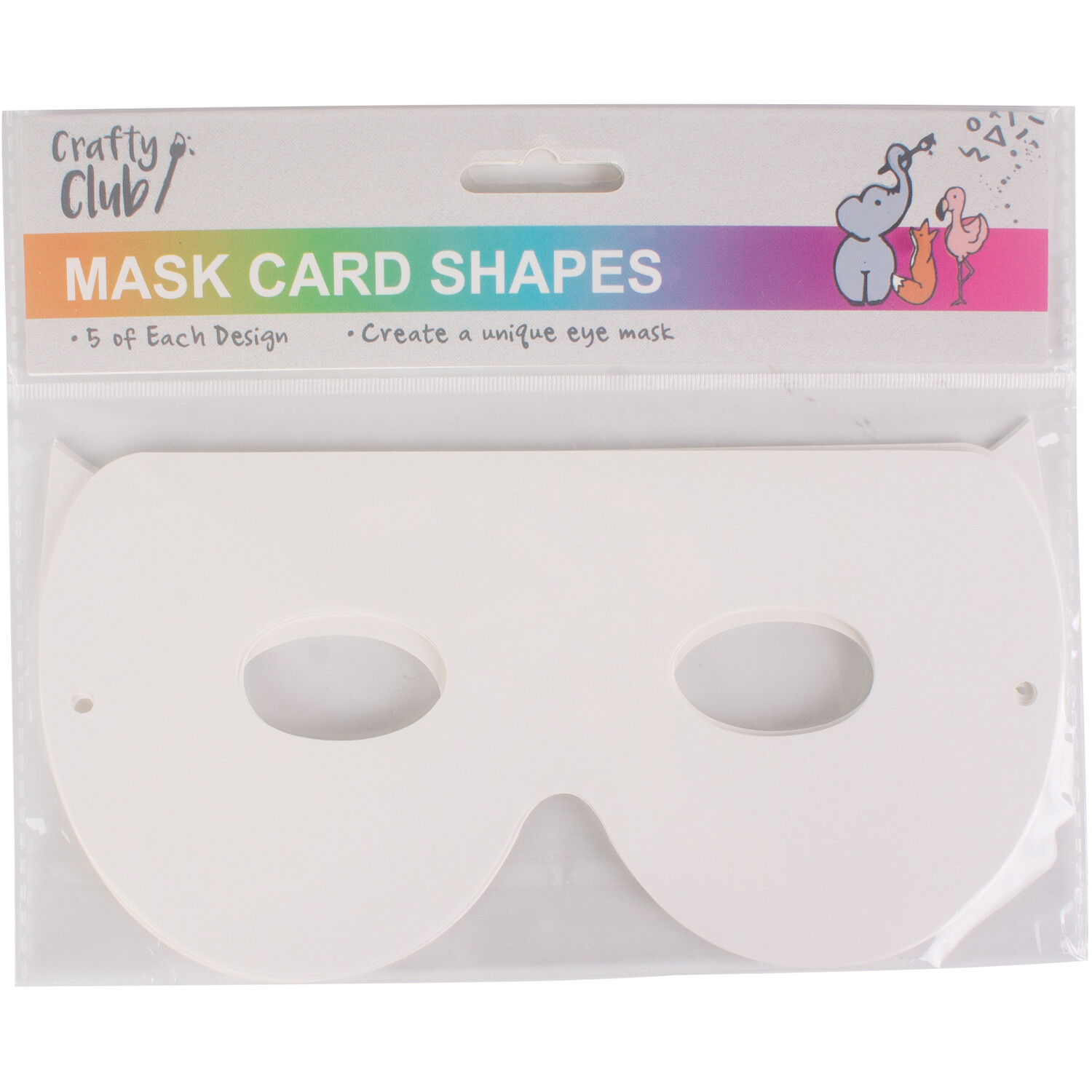 Crafty Club Pack of 5 Mask Card Shapes - White Image