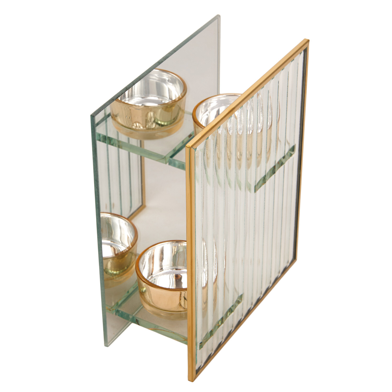 Gold Metal Double Tealight Holder Image 3