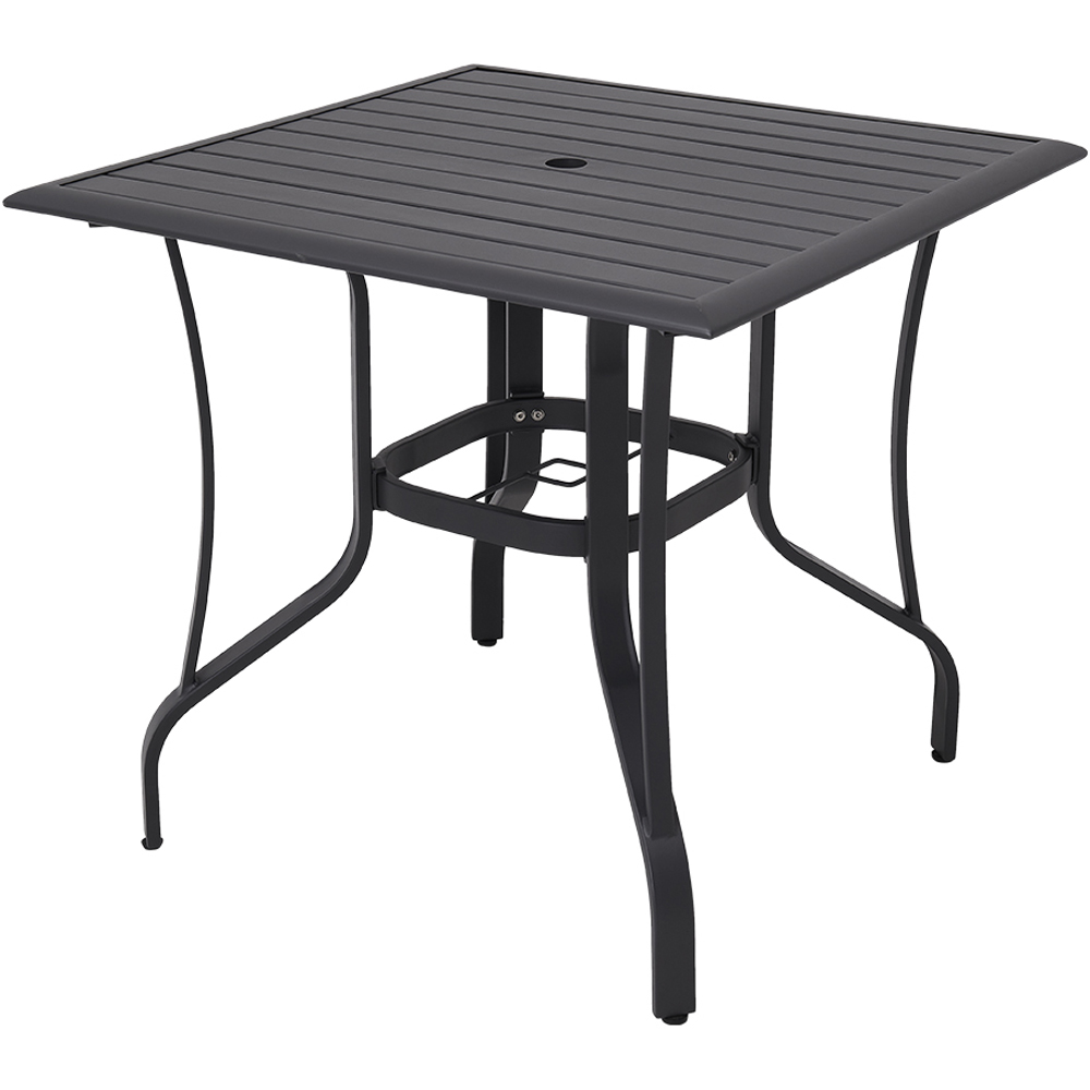 Living and Home 2 Seater Square Slatted Garden Table with Parasol Hole Image 2