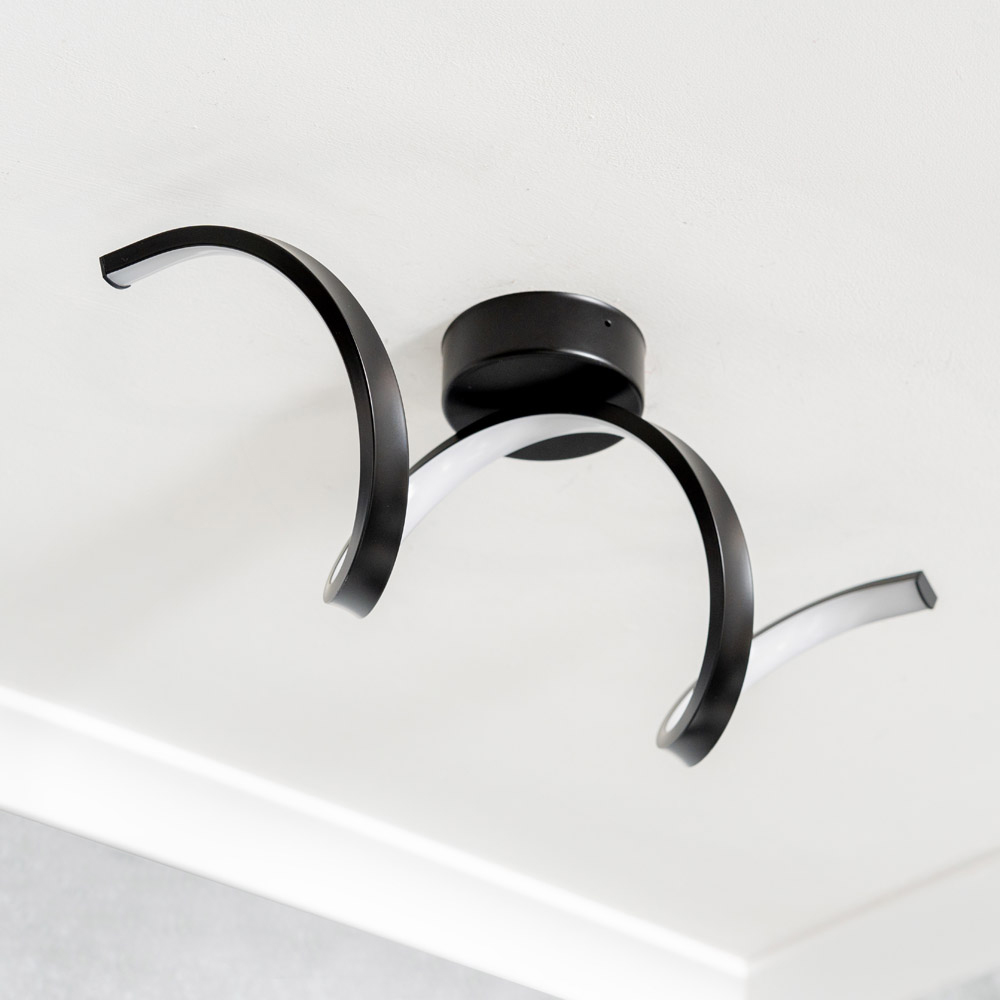 ValueLights Infinity Matt Black Single Twist IP44 Integrated LED Wall Light Image 3