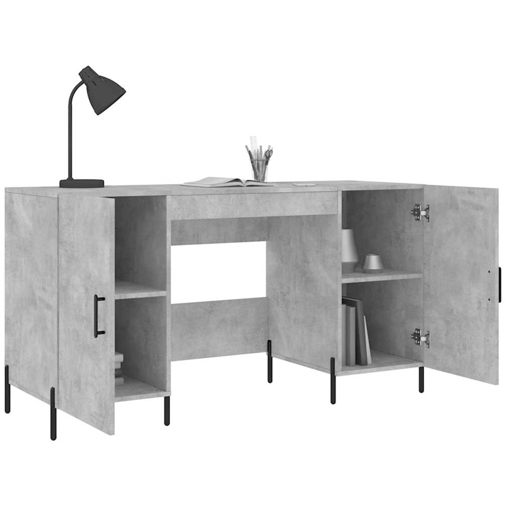 vidaXL 2 Door Computer Desk Concrete Grey Image 9