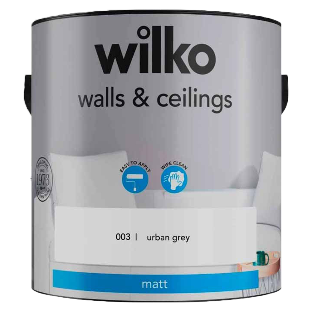 Wilko Tough & Washable Urban Grey Matt Emulsion Paint 2.5L Image 2