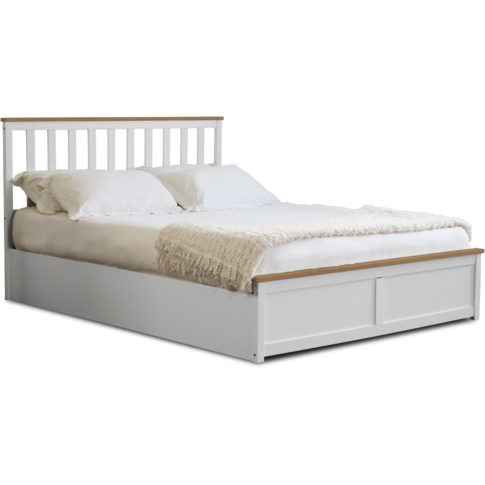 Comfy Living Small Double White Gas Lift Ottoman Bed Image 2