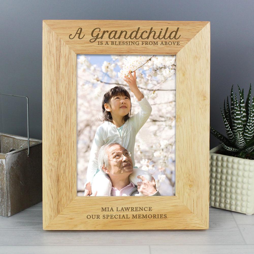 Personalised Memento A Grandchild Is A Blessing Oak Finish Photo Frame 5 x 7inch Image 3