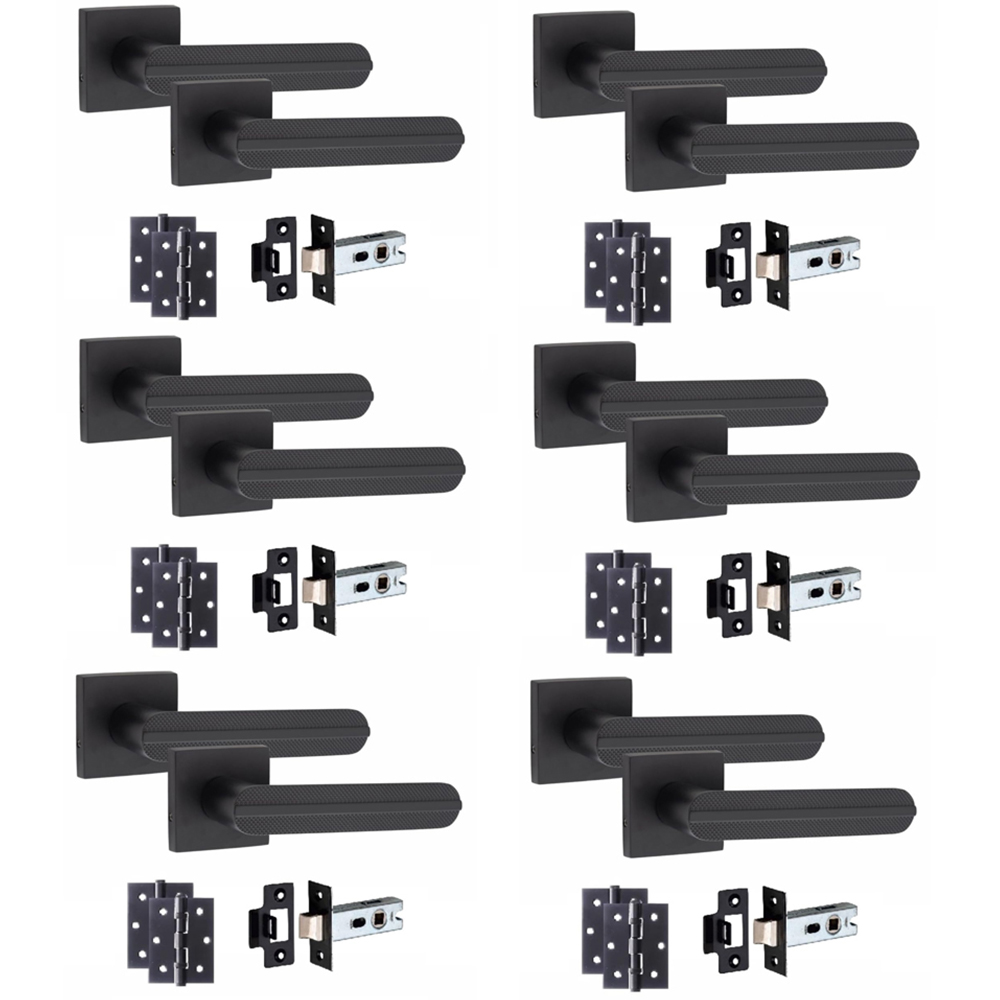 Golden Grace Matt Black Modern Lima Handle Set 6 Pack Image 1