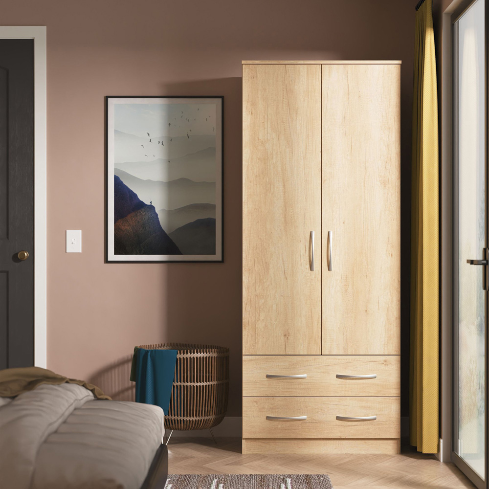 Crowndale Avon 2 Door 2 Drawer Nebraska Oak Wardrobe Ready Assembled Image 9