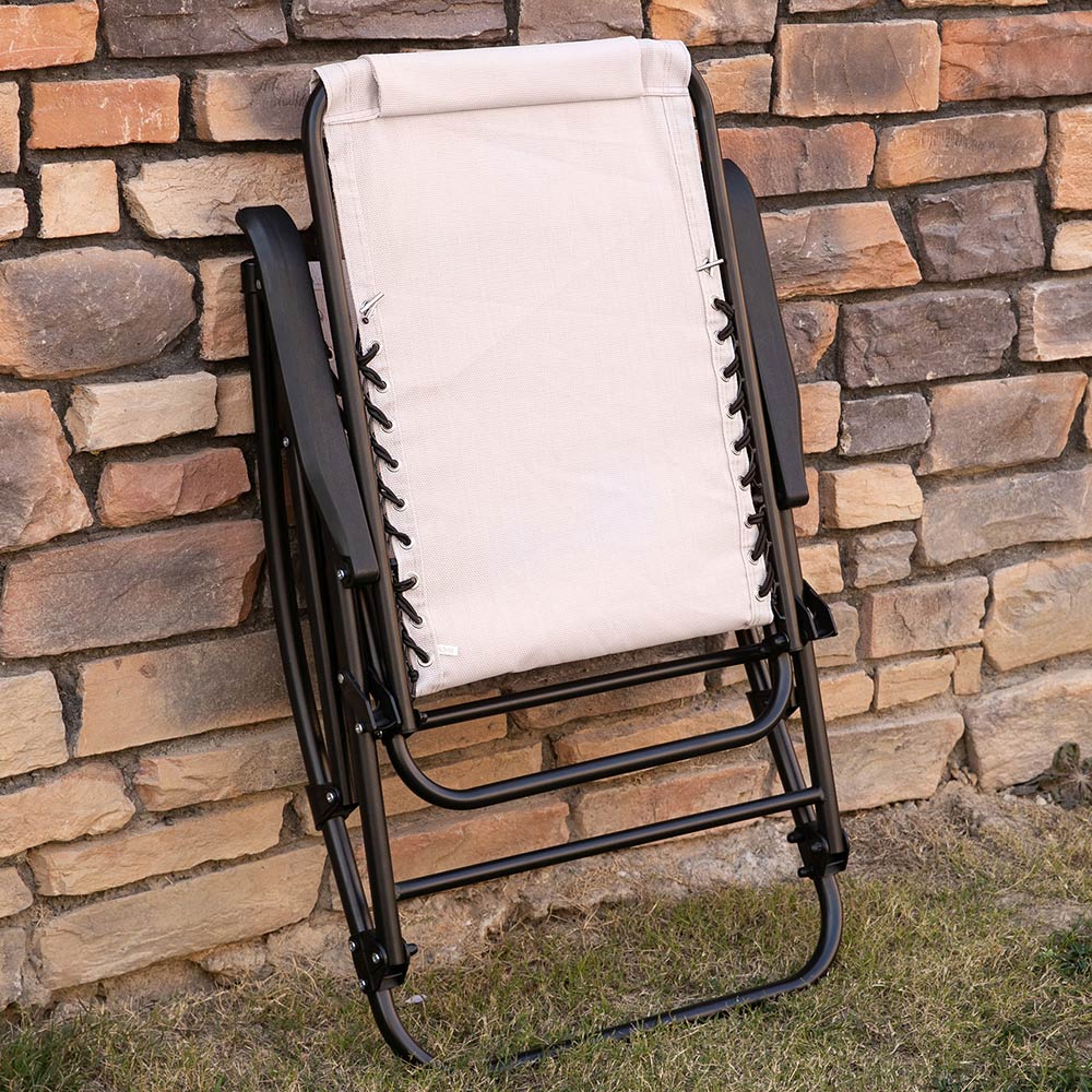 Outsunny Beige Zero Gravity Folding Rocking Chair Image 6