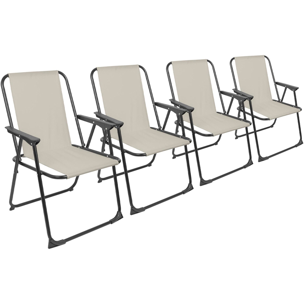 Harbour Housewares Beige and Matt Black Metal Foldable Beach Chair 4 Pack Image 2