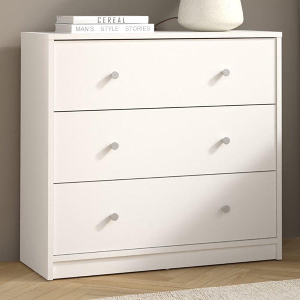 Furniture To Go May 3 Drawer White Chest of Drawers Image 1